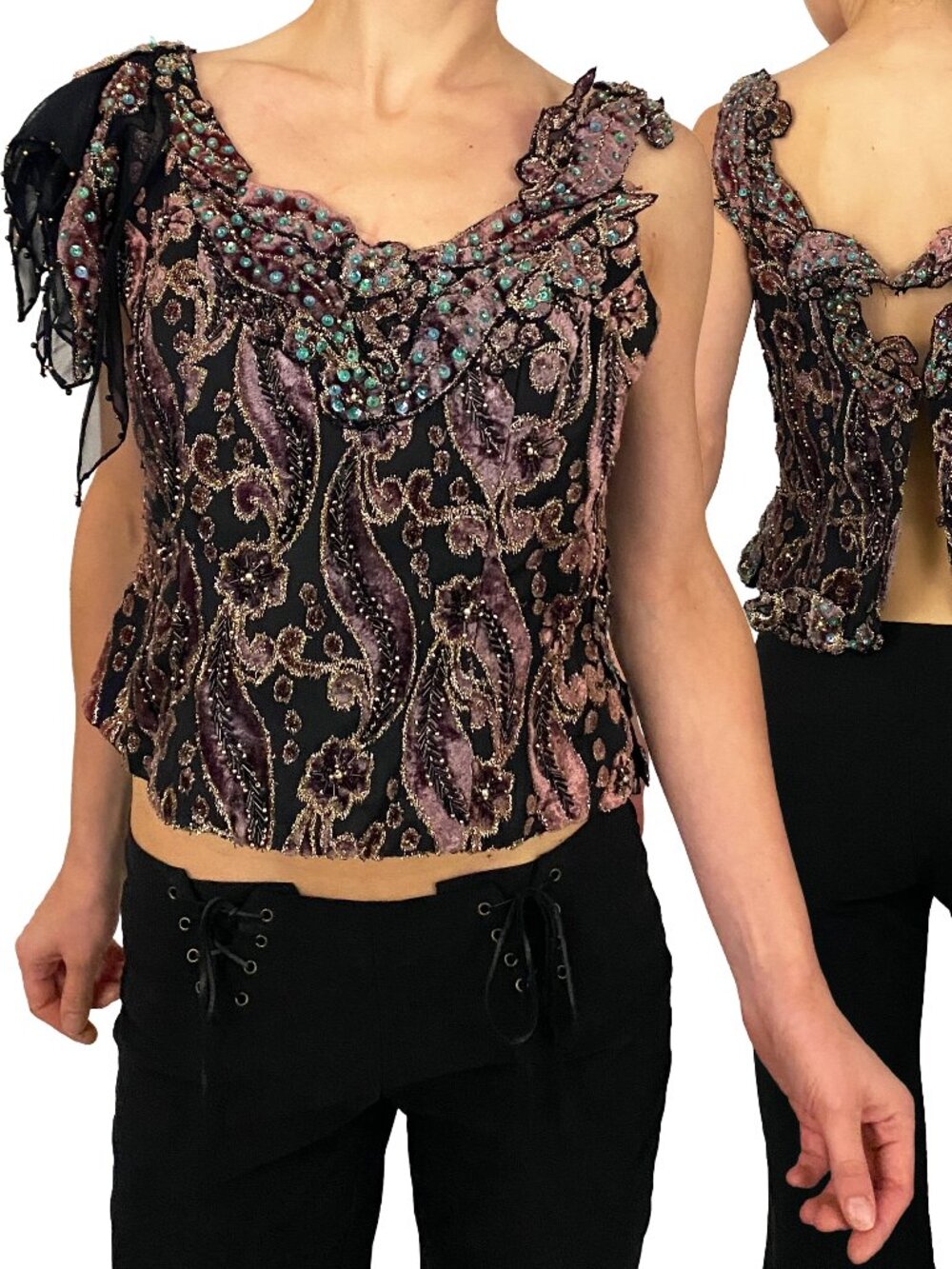 Handmade 1-of-1 Embellished Velvet Fairy Top